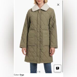 NWT Sanctuary Water Resistant Quilted Coat with Removable Faux Shearling Collar